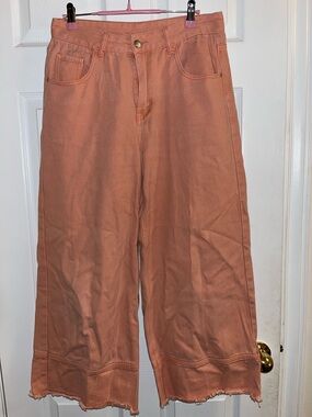 Wide Leg Frayed Hem Pants